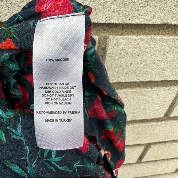 Fresha London Pomegranate Print Jumpsuit Ruffle Sleeves Wide Leg Size M - Picture 9 of 9